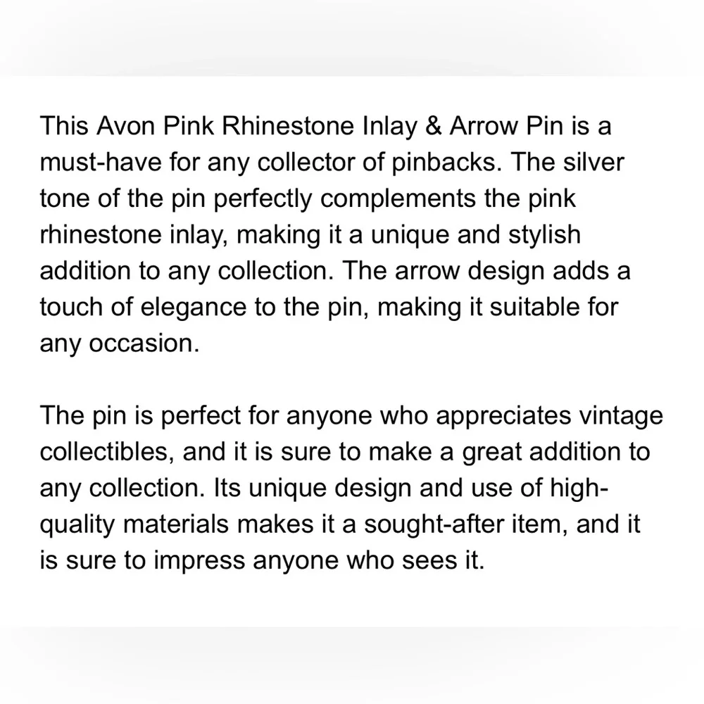 Vintage Avon Pink Rhinestone Heart Silver Tone Lapel Pin